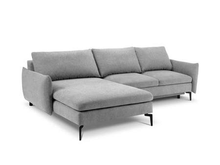 Narożnik z funkcją spania Venezia Light Grey Structured Fabric lewostronny