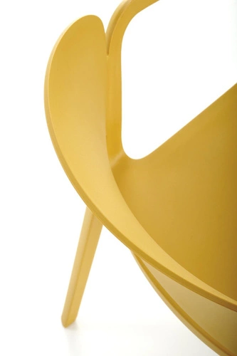 Krzesło Nadine do jadalni i ogrodu z tworzywa sztucznego, musztardowe, nowoczesne, sztaplowane