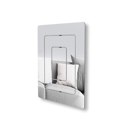 Lustro prostokątne bez ramy Echo Umbra nowoczesne do łazienki i przedpokoju 64x54 cm