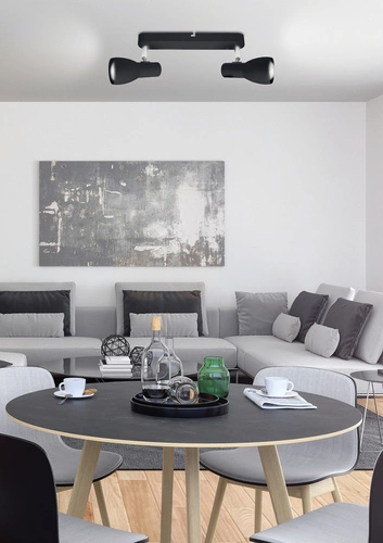 Nowoczesna lampa sufitowa Picardo czarna matowa regulowana do salonu i kuchni 2-punktowa