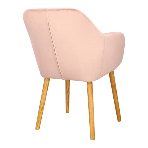 Krzesło do jadalni Emilia Actona welurowe różowe z podłokietnikami skandynawskie glamour