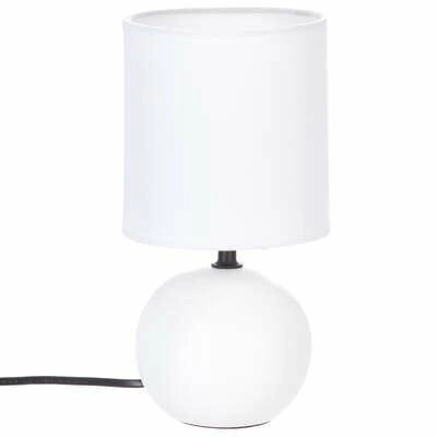 Lampka nocna do sypialni Timeo Atmosphera biała ceramiczna nowoczesna z abażurem 25 cm