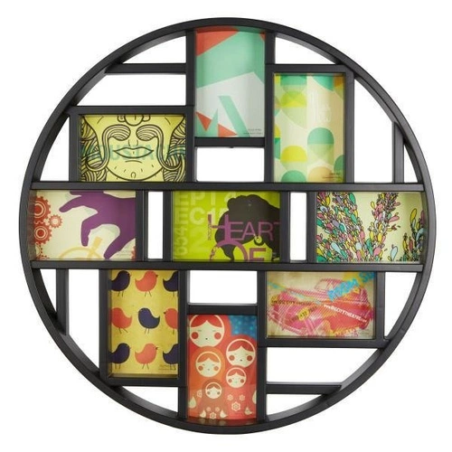 Czarna multiramka wisząca Umbra Luna na 9 zdjęć 10x15 okrągła dekoracyjna na ścianę