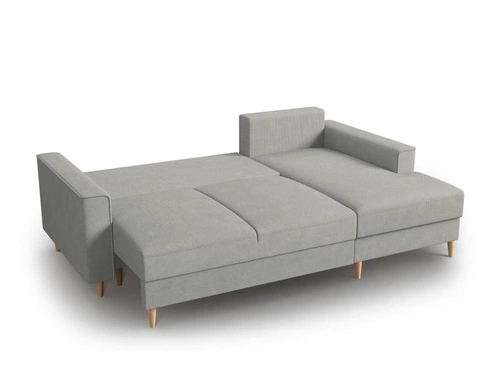 Narożnik z funkcją spania Cartadera Light Grey Corduroy Prawostronna kolor nóg naturalny