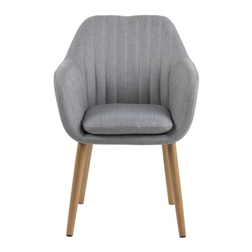 Krzesło tapicerowane Emilia szare z podłokietnikami do jadalni i salonu skandynawskie Actona