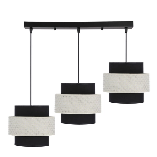 Lampa wisząca Benta czarny 3x40W E27  abażur czarny+kremowy