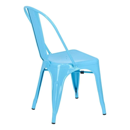 Krzesło metalowe Paris niebieskie inspirowane Tolix do jadalni i kuchni industrialne D2.DESIGN