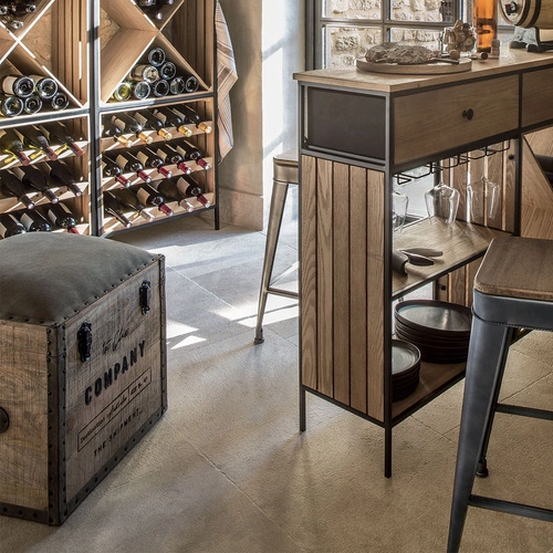 Pufa ze schowkiem Colonial Atmosphera brązowa kwadratowa do salonu i przedpokoju 49 cm