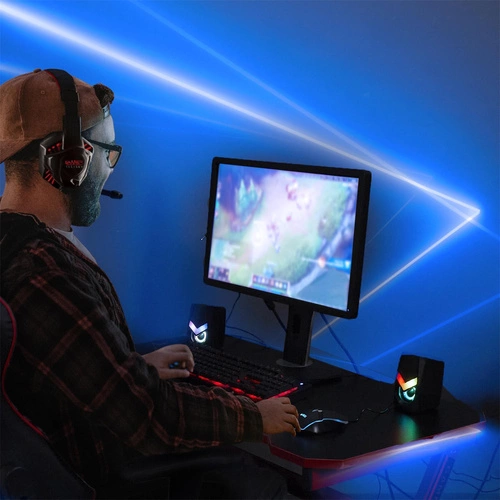 Biurko gamingowe Unit czerwone nowoczesne do pracy i nauki kompaktowe Intesi 100x50 cm