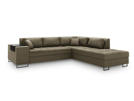 Narożnik z funkcją spania Madison Light Brown Structured Fabric prawostronny
