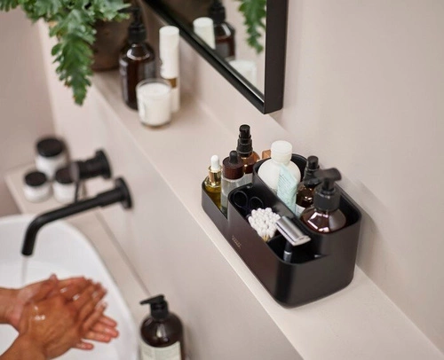 Joseph Joseph EasyStore organizer na kosmetyki do łazienki czarny z przegródkami nowoczesny