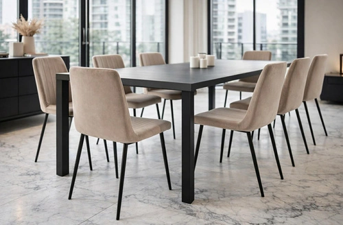 Krzesło Lana beżowe welurowe nowoczesne do jadalni i kuchni Intesi