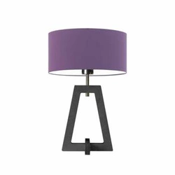 Lampka nocna do sypialni Clio nowoczesna fioletowa z abażurem glamour drewniana LYSNE