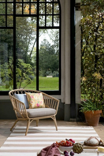 Dywan zewnętrzny Lille 140x200 nowoczesny geometryczny łatwoczyszczący na taras beżowy Laura Ashley