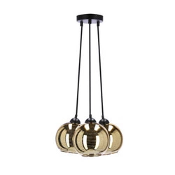 Lampa wisząca Trio czarny 3x60W E27  klosz złoty