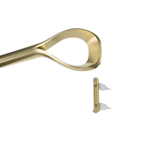 Karnisz pojedynczy Umbra Loop złoty regulowany metalowy do salonu i sypialni 107-305 cm