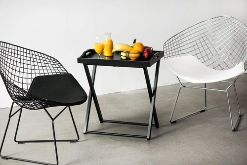 Krzesło HarryArm czarne poduszka czarna metalowe