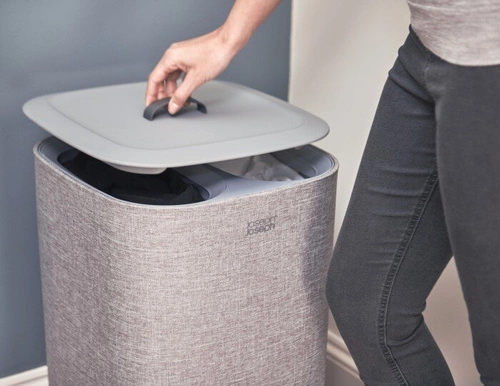 Joseph Joseph Tota nowoczesny kosz na pranie 60l dwukomorowy do łazienki szary