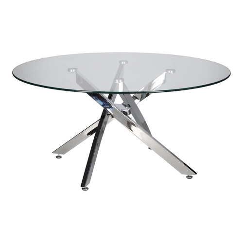 Stolik kawowy Amber 90 cm okrągły szklany chrom nowoczesny glamour do salonu Intesi