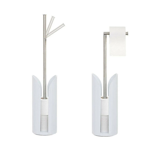 Kho stojak na papier toaletowy biały metalowy nowoczesny do łazienki na kilka rolek 5five