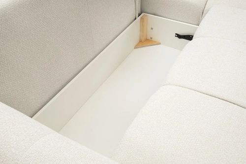Narożnik z funkcją spania do salonu Bode prawy beżowy nowoczesny z pojemnikiem Intesi