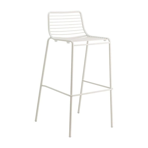 Hoker metalowy Summer biały z oparciem do kuchni i na wyspę nowoczesny 75 cm sztaplowany SCAB Design