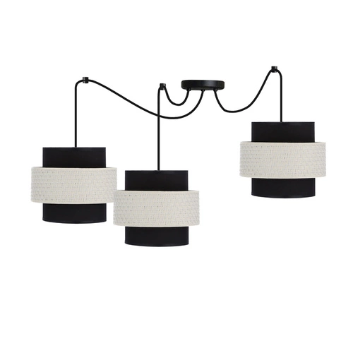 Lampa wisząca Benta p czarny 3x40W E27  abażur czarny+kremowy