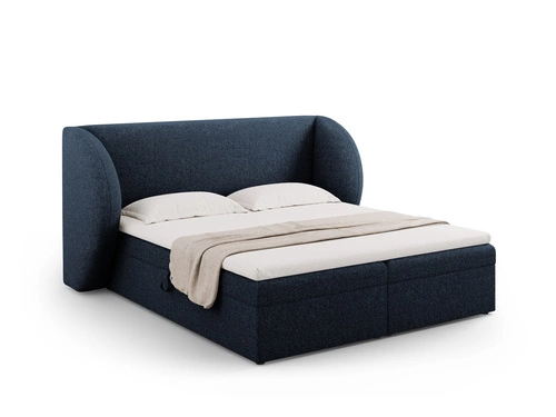 Łóżko tapicerowane Miley niebieskie 180x200 z pojemnikiem do sypialni nowoczesne glamour