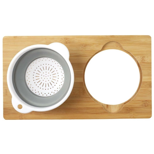 Intesi bambusowa deska do krojenia z sitkiem do warzyw i owoców nowoczesna 49,5x28 cm