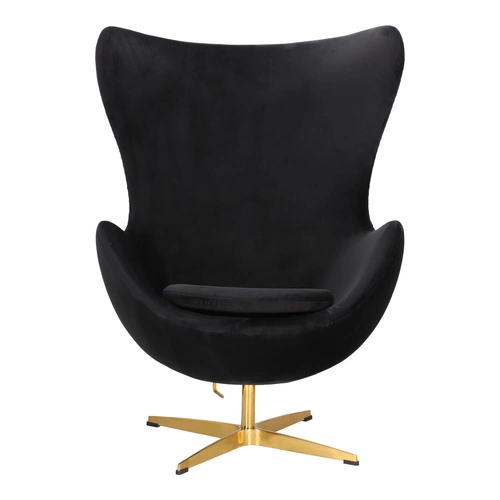 Fotel Jajo Velvet czarne/ złota podstawa  OUTLET