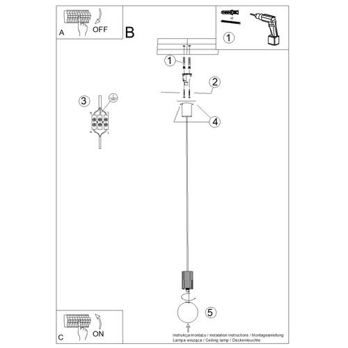 Lampa wisząca HALO 1 czarna kula nowoczesna do salonu kuchni sypialni SOLLUX LIGHTING