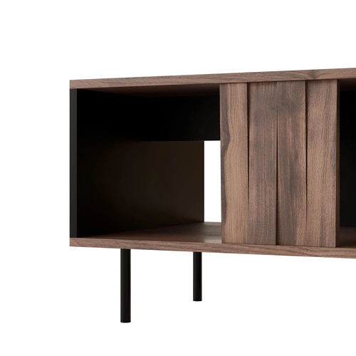 Stolik kawowy Miri prostokątny orzechowy nowoczesny z półką loftowy do salonu 100x54 cm