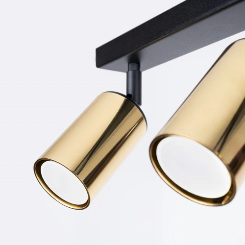 Nowoczesny plafon sufitowy WINX 3 czarny złoty stalowy do salonu i sypialni 45 cm