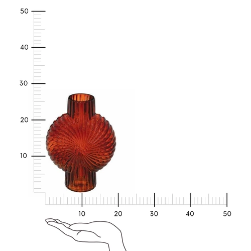 Wazon szklany Shell czerwony 25 cm nowoczesny dekoracyjny na kwiaty do salonu Atmosphera