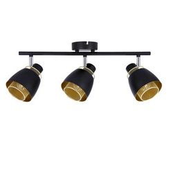 Lampa sufitowa Aleksandria listwa czarny 3x40W E14 klosz czarny+złoty