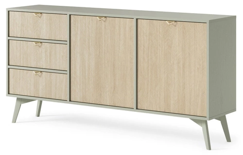 Komoda Sage 158 cm z szufladami i szafkami w jodełkę glamour do salonu i sypialni
