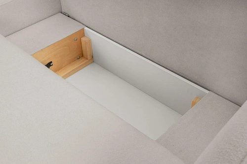 Narożnik z funkcją spania lewy Salby szary jasny nowoczesny do salonu z pojemnikiem