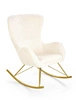 Fotel bujany Fadil do salonu kremowy boucle glamour na złotych nogach łatwoczyszczący