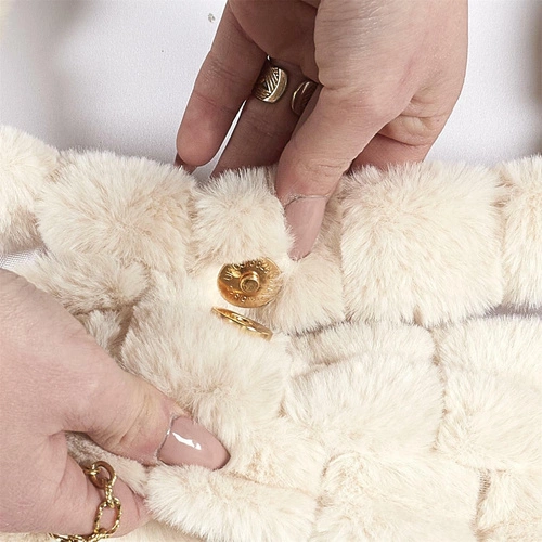 Torba shopper futrzana kremowa