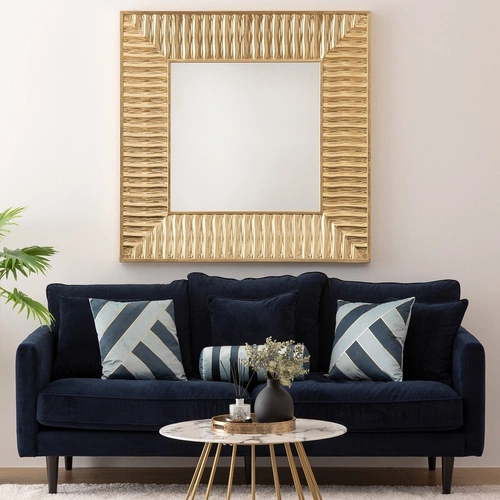 Sofa 3 osobowa Candice granatowa aksamitna hydrofobowa nowoczesna do salonu Atmosphera