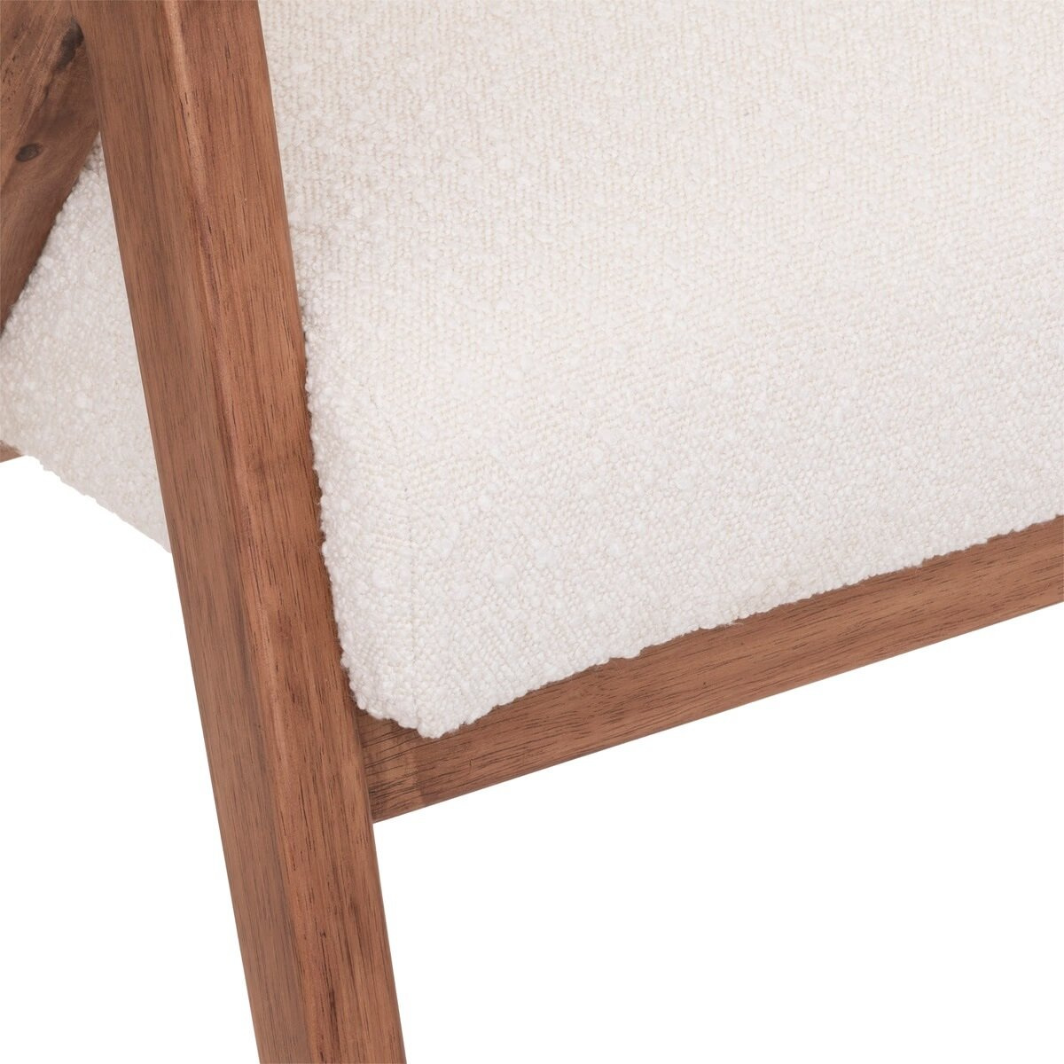 Fotel uszak Amza biały boucle do salonu skandynawski z podłokietnikami Atmosphera