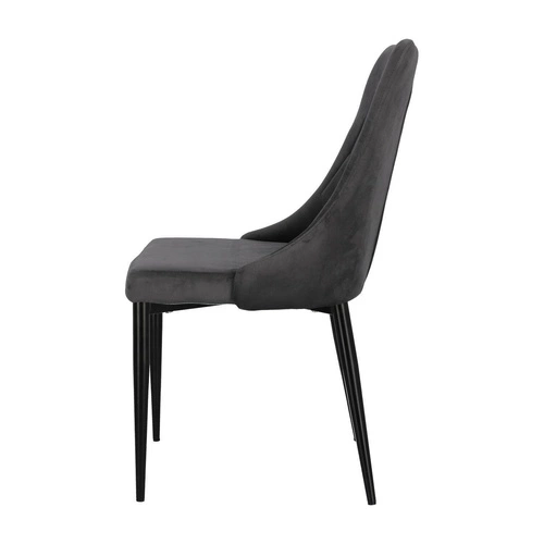 Krzesło Magnat tapicerowane welur szary glamour na czarnych metalowych nogach do jadalni Intesi
