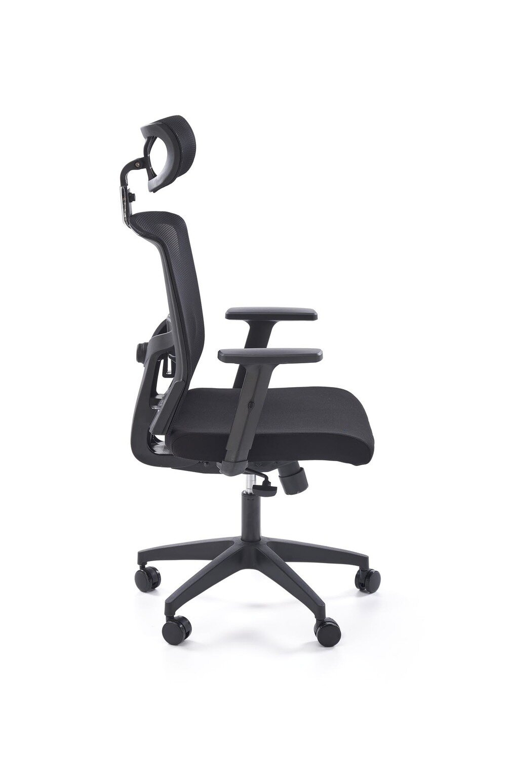 Fotel biurowy ergonomiczny obrotowy Scienne czarny z zagłówkiem i regulacją Intesi