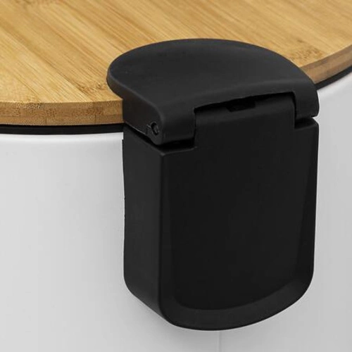 Kosz na śmieci kuchenny Bam 30l biały z bambusową pokrywą i pedałem nowoczesny 5five