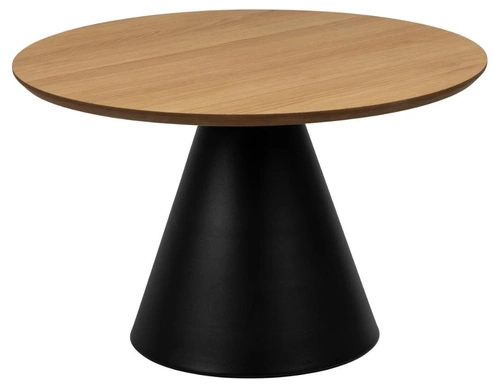 Stolik kawowy okrągły Soli 65 cm dębowy z czarną metalową nogą loft do salonu Actona