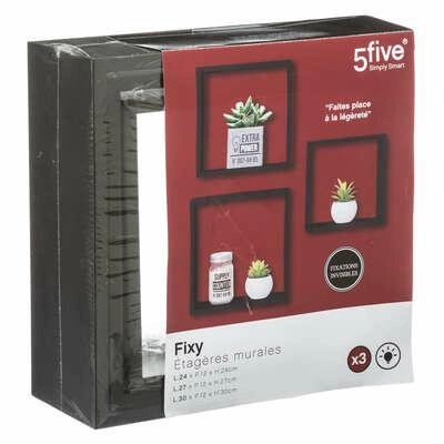 Zestaw 3 półek ściennych Fixy L czarny