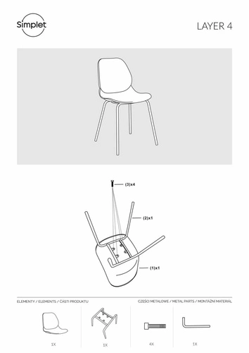 Krzesło do jadalni Layer 4 Simplet białe nowoczesne z tworzywa i metalu minimalistyczne