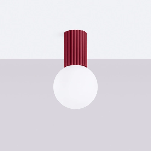 Plafon sufitowy HALO burgund okrągły szklany nowoczesny IP44 do salonu i kuchni SOLLUX
