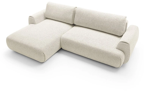 Narożnik z funkcją spania lewy Ljung beżowy nowoczesny z pojemnikiem do salonu Intesi