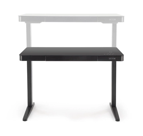 Biurko nowoczesne z regulacją wysokości Alembe Intesi czarne szklane do pracy z portem USB